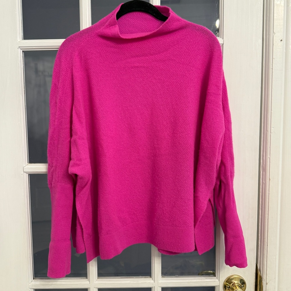 ANTHROPOLOGIE MAEVE Women's Bright Pink 100% Cashmere Funnel Neck Sweater Size S